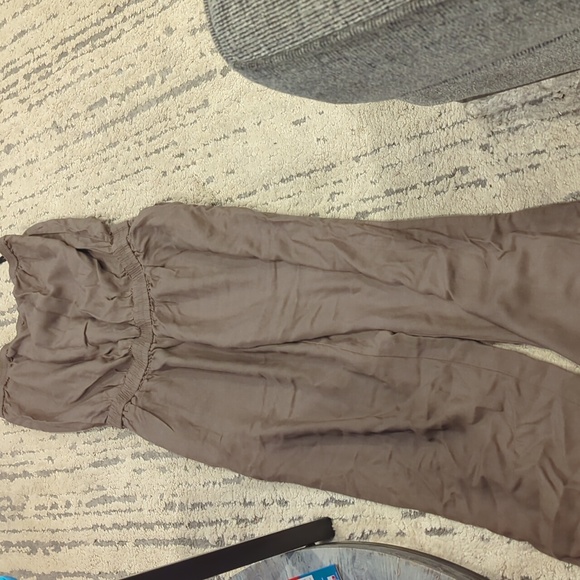 Aritzia Talula taupe / olive strapless jumpsuit - Picture 3 of 9
